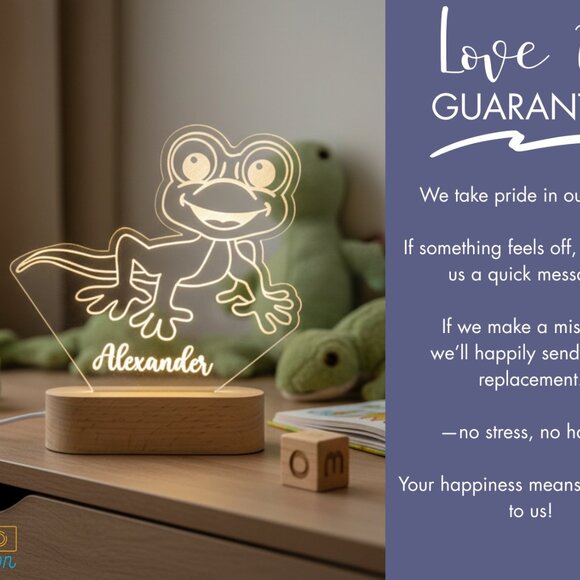 Lizard Custom Name Light • Personalized LED Cloud Decor • Baby Gift - Picture 6 of 8